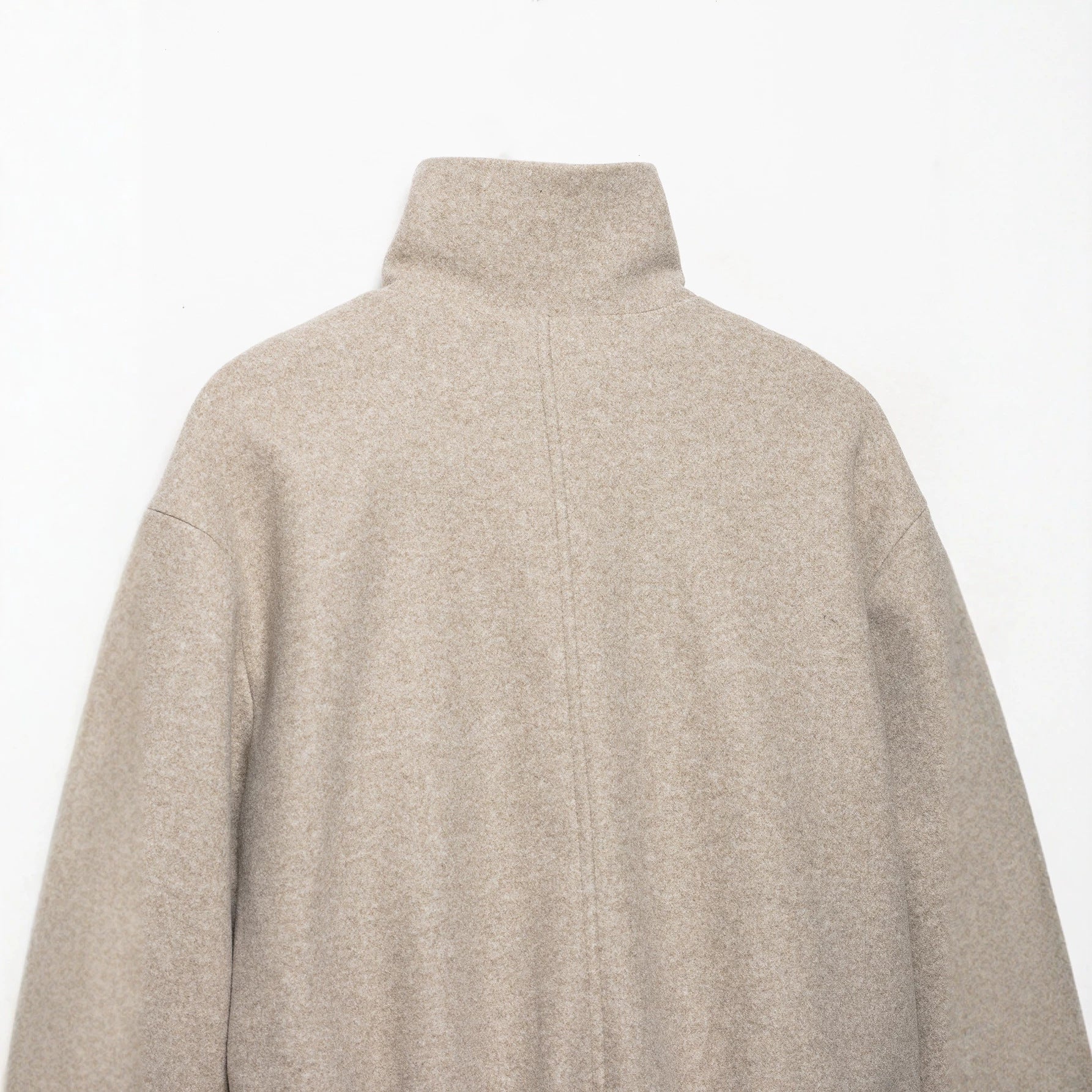 Women's Cropped Wool Blend Blouson Jacket with High Funnel Neck, Zipper and Gathered Hem