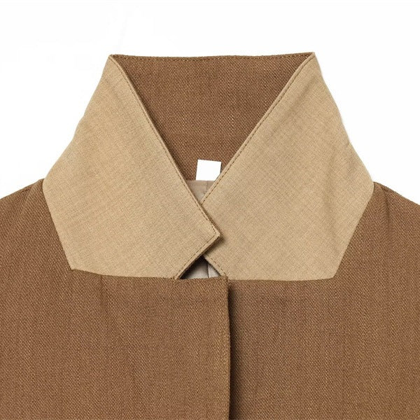 Women's Tailored Wool Riding Jacket with Stand-Up Collar and Flap Pockets Chichicherry