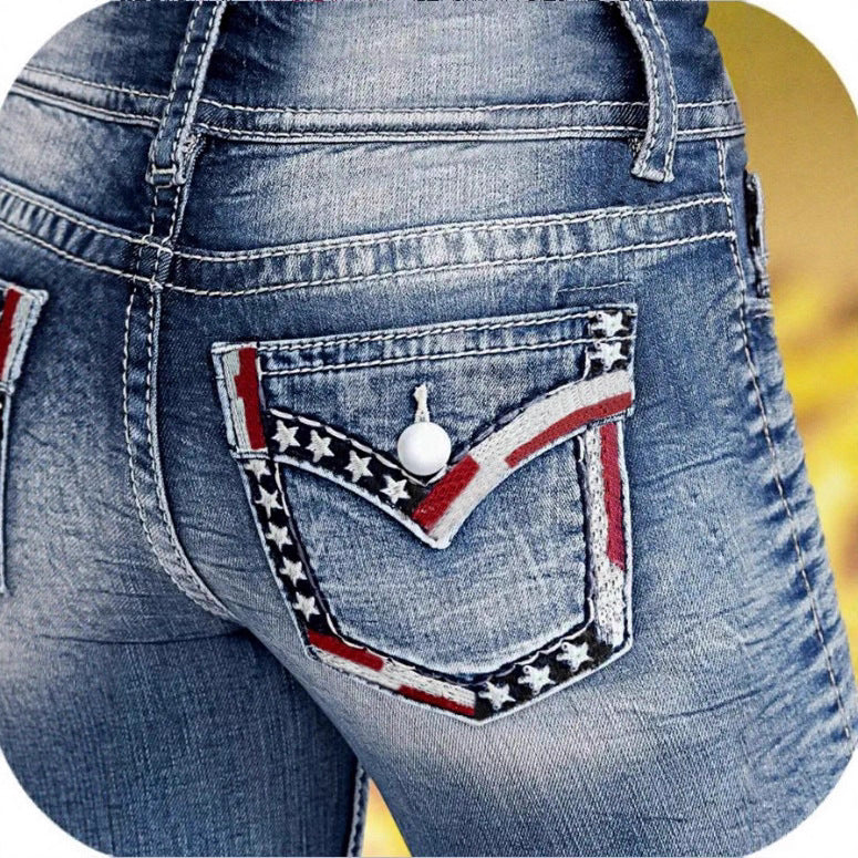 Women High-Waisted Cropped Skinny Jeans with Double Button and Vintage Wash Chichicherry