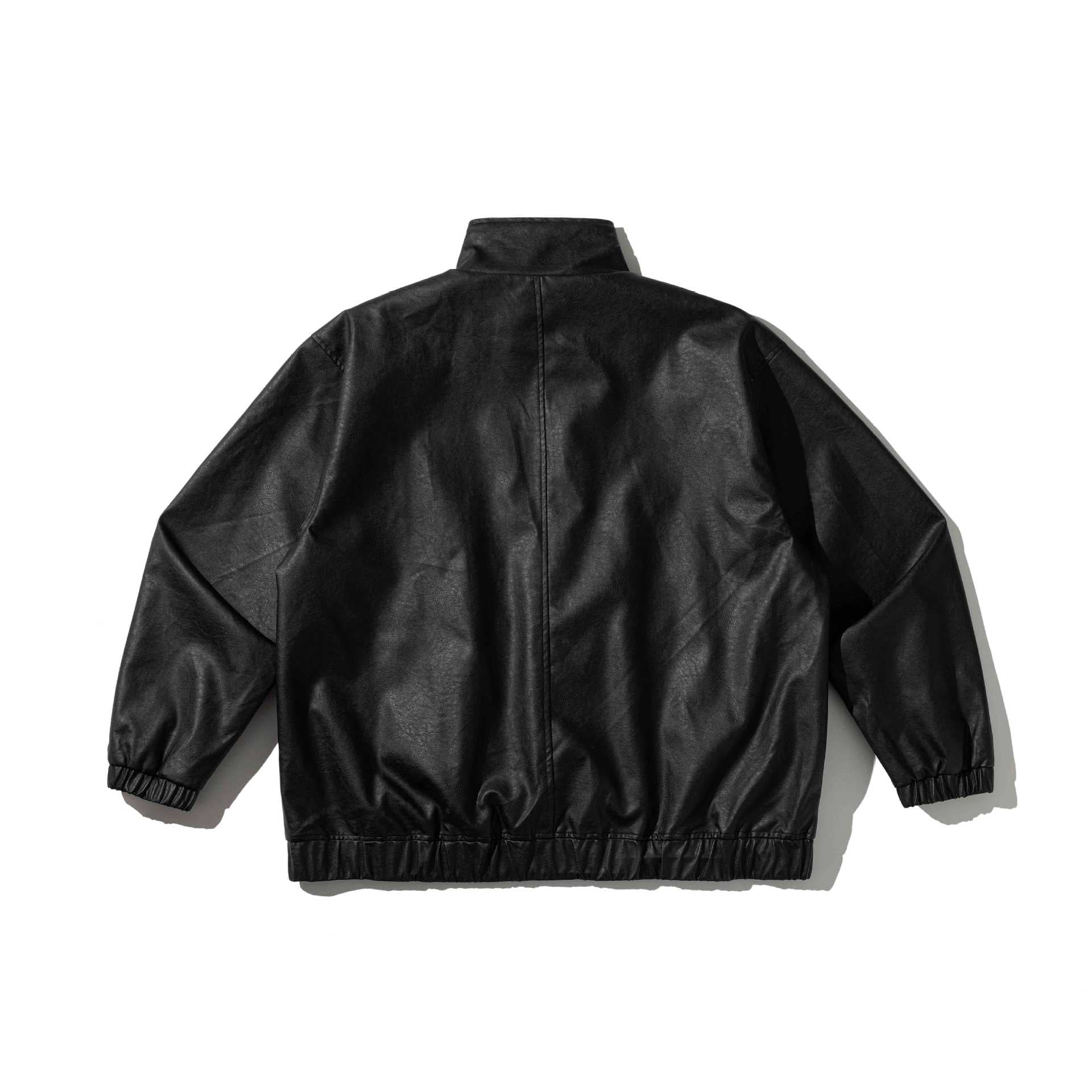 Men's leather look bomber jacket with stand-up collar and toggle fasteners Chichicherry