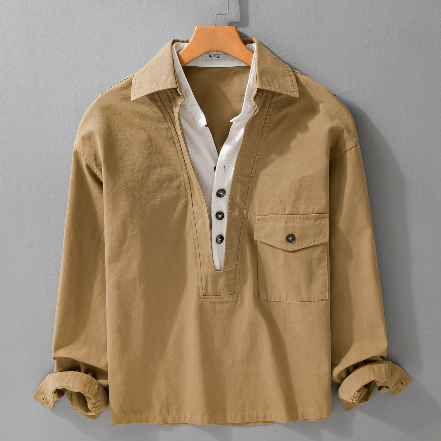Men's overshirt with half-button placket and patch chest pocket Chichicherry