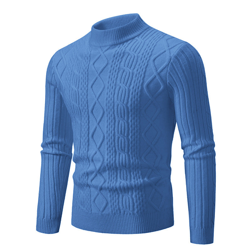 Men's Structured Mockneck Cable Knit Sweater Chichicherry