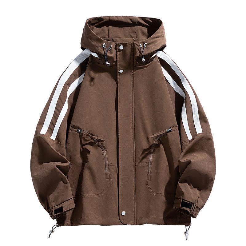 Unisex sporty-urban hooded windbreaker with contrast stripes Chichicherry