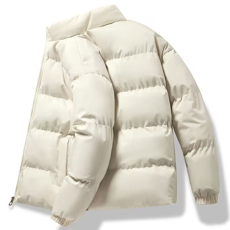 Women's Short Cut Thermal Puffer Jacket with Stand-Up Collar and Minimalist Zipper Front Chichicherry