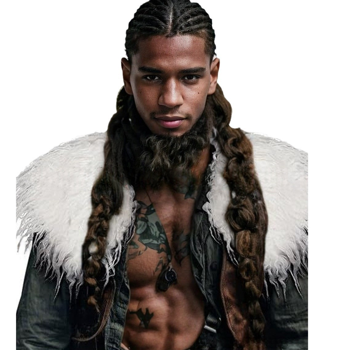 Men's faux fur shoulder cape in Nordic style with voluminous long pile Chichicherry