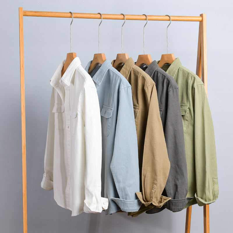 Men's Light Cotton Twill Overshirt with Chest Pockets and Relaxed Fit Chichicherry