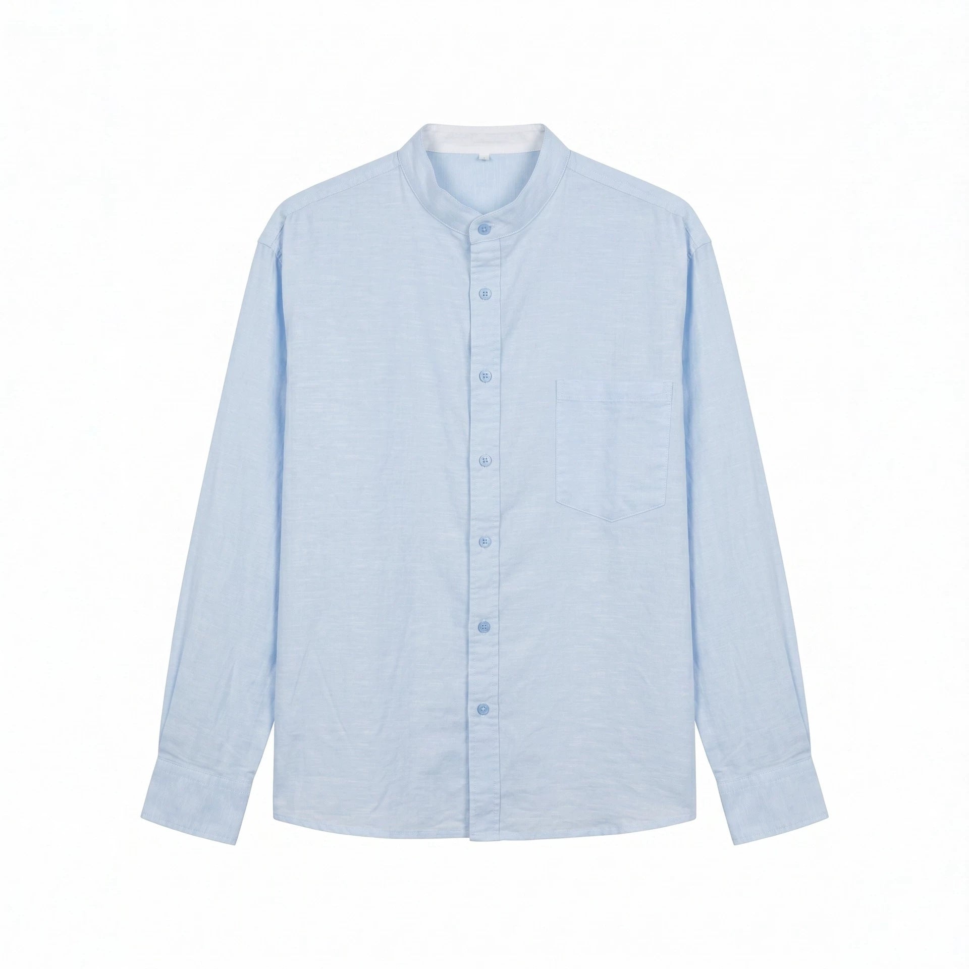 Men's Lightweight Stand-Collar Shirt made of Cotton Blend with Chest Pocket and Relaxed Fit Chichicherry