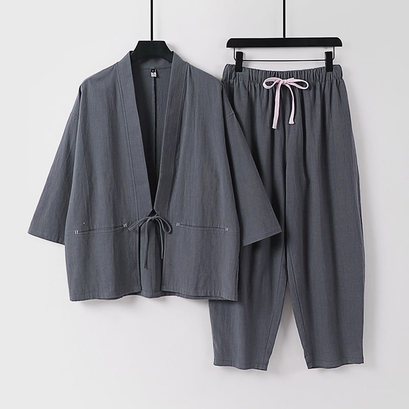 Unisex Kimono-Lounge-Set with short jacket and elastic cord pants Chichicherry
