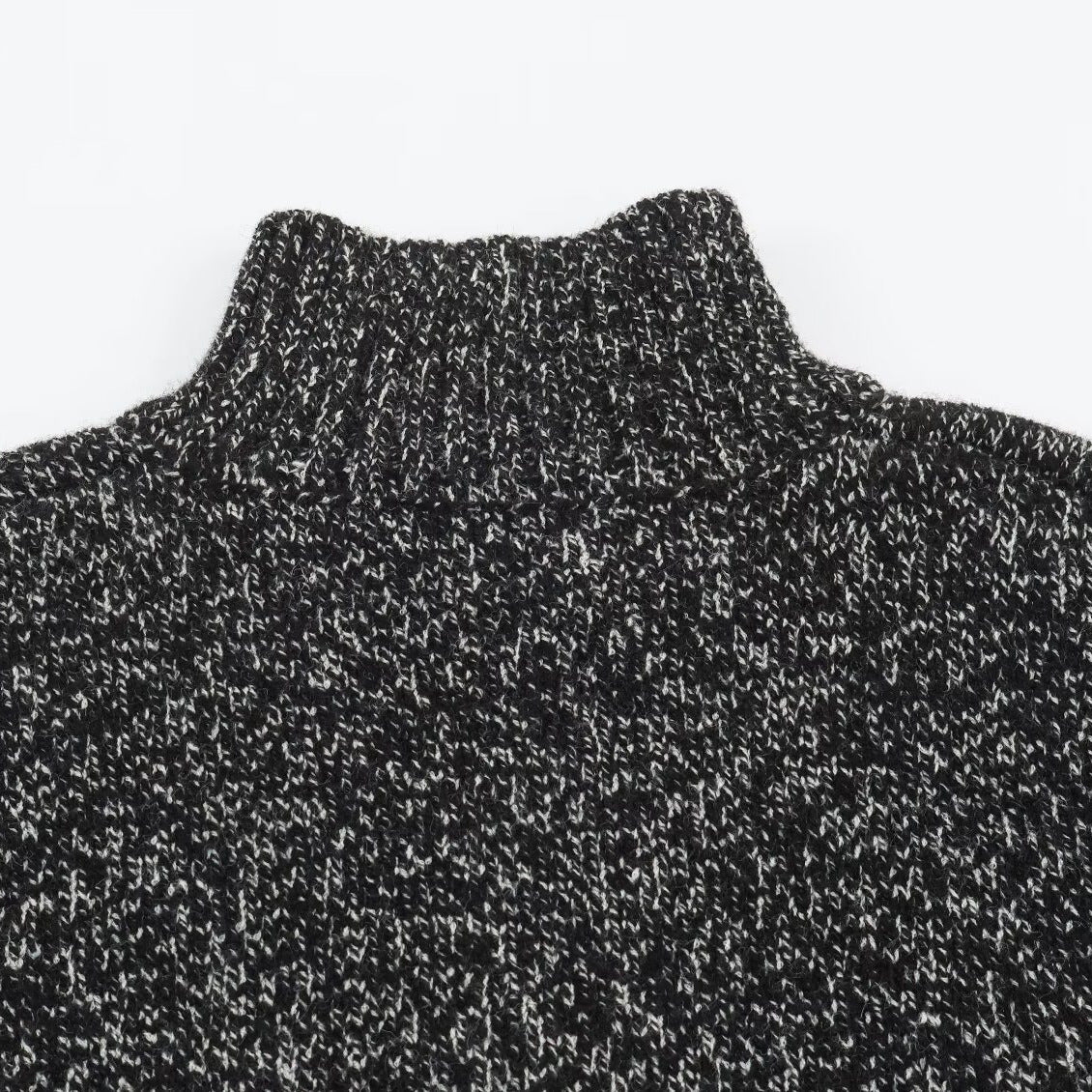 Women's Chunky Knit Zip Sweater with Stand-Up Collar and Ribbed Hem Chichicherry