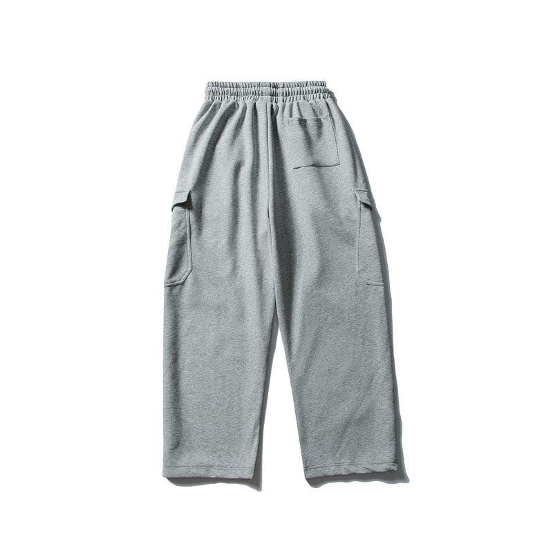 Men's Relaxed Fleece Cargo Pants with Elastic Drawstring and Utility Pockets Chichicherry