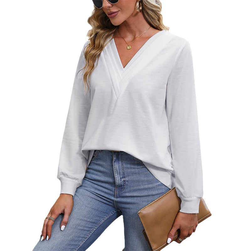 Women's V-neck long sleeve made of fine stretch viscose jersey with tailored fit Chichicherry