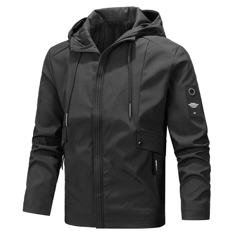 Men's Urban Softshell Blouson with Hooded Collar, Windproof Membrane and Snap Button Pocket Elements Chichicherry