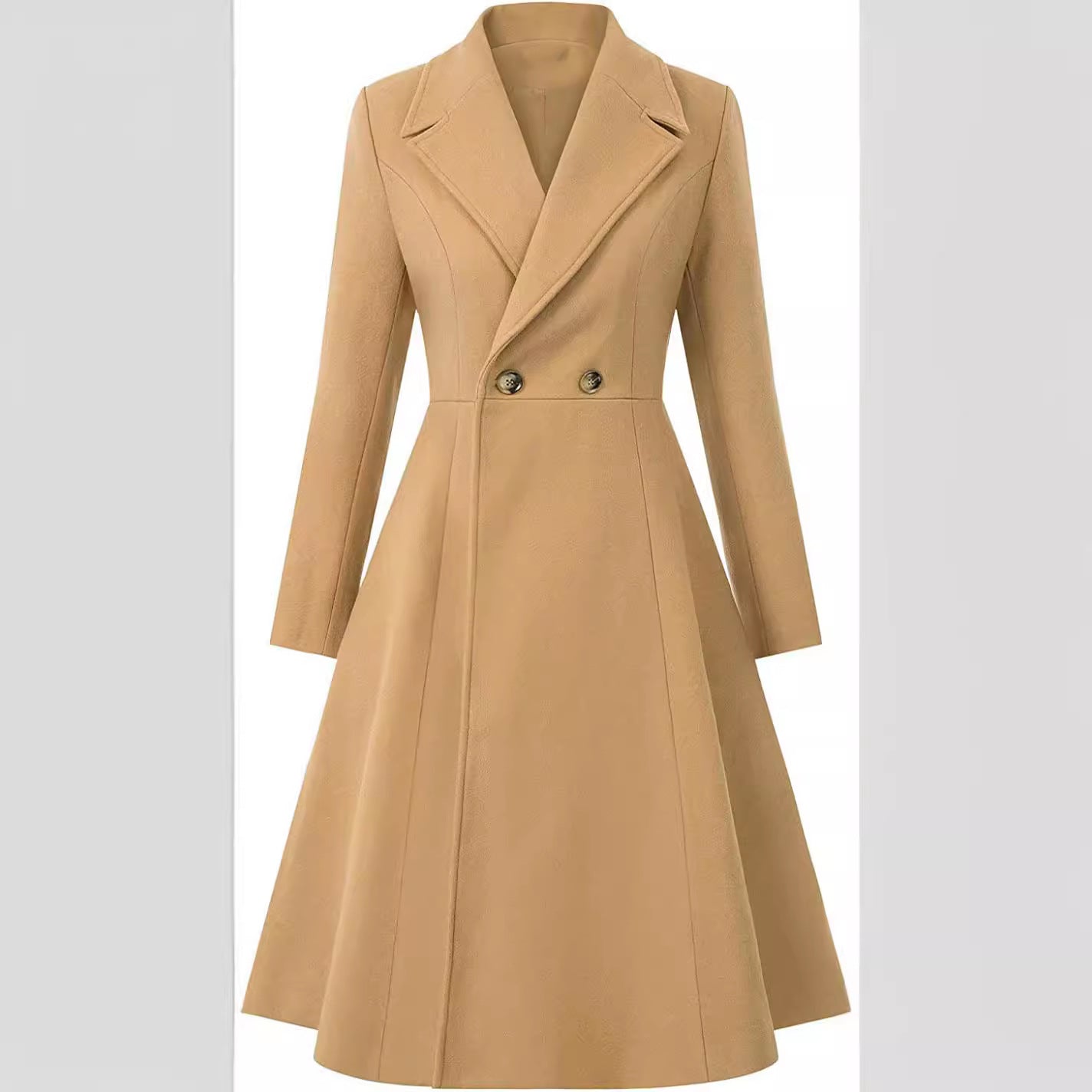 Women's Tailored Coat Dress in A-Line Tailoring made of Wool Blend with Narrow Waist and Flared Skirt Chichicherry