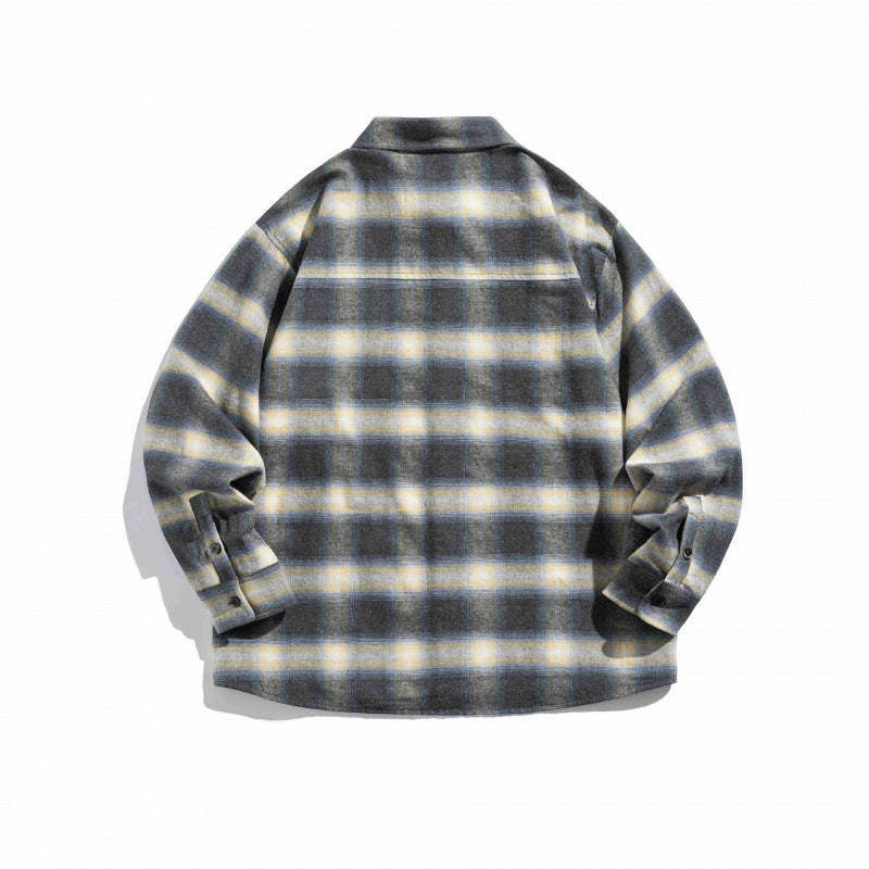 Unisex Boxy Checkered Flannel Overshirt with Patch Chest Pocket and Boxy Cut Chichicherry