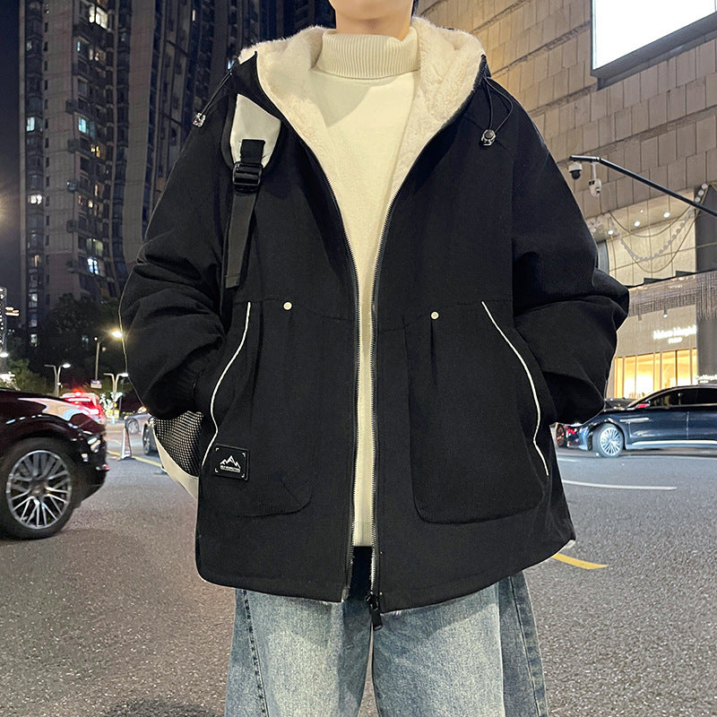 Men's Oversized Hoodie Jacket with Teddy Lining, Two-Way Zipper and Utility Pockets Chichicherry