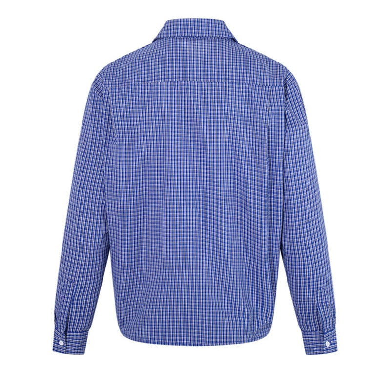 Men's Overshirt Blouson in Check Pattern with Elastic Waistband and Shirt Collar Chichicherry