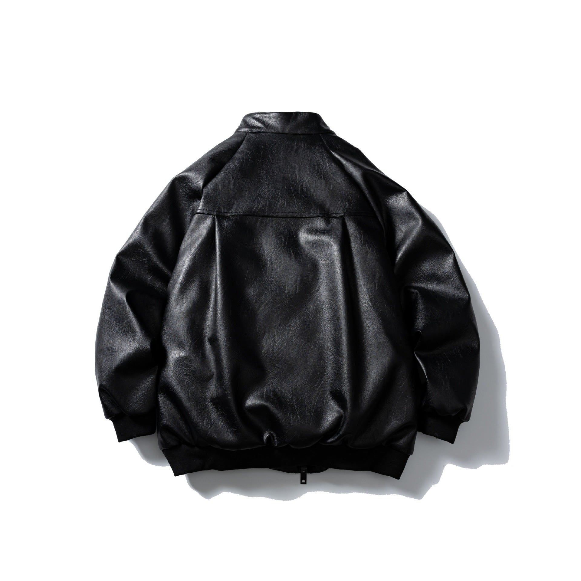 Men's short-cut faux leather bomber with stand-up collar and side pockets Chichicherry