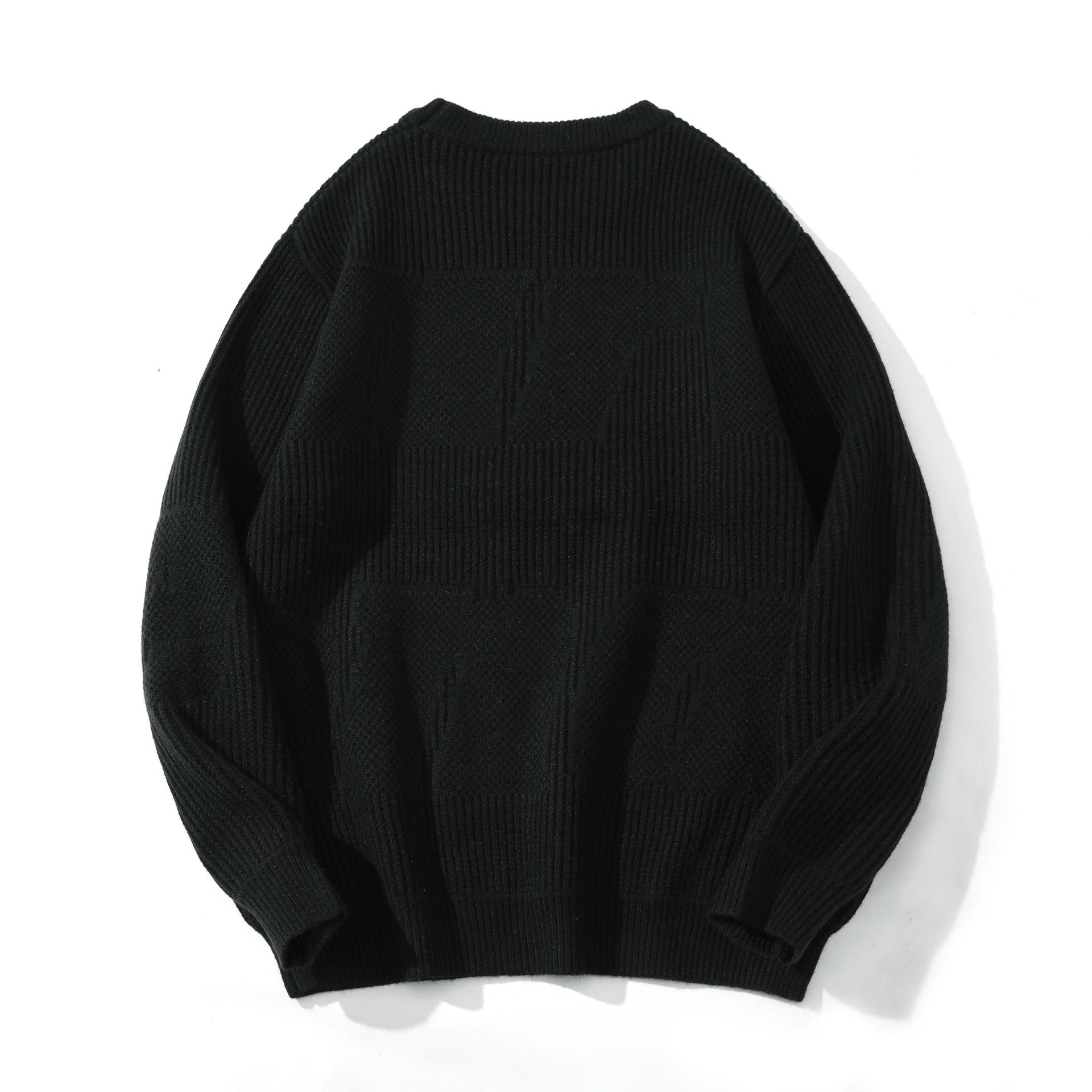Unisex Structured Oversize Round Neck Sweater with Panel Knit Chichicherry