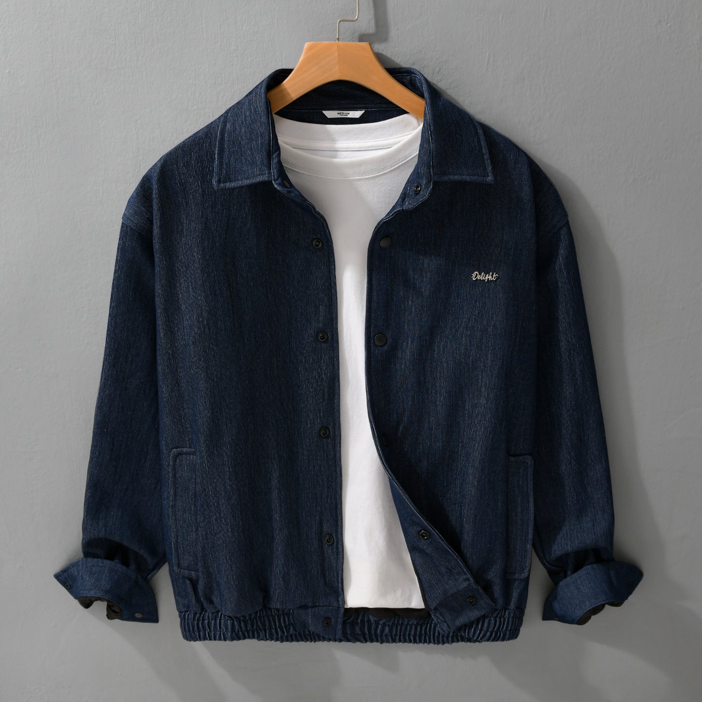 Men's denim jacket with snap buttons and elastic hem Chichicherry