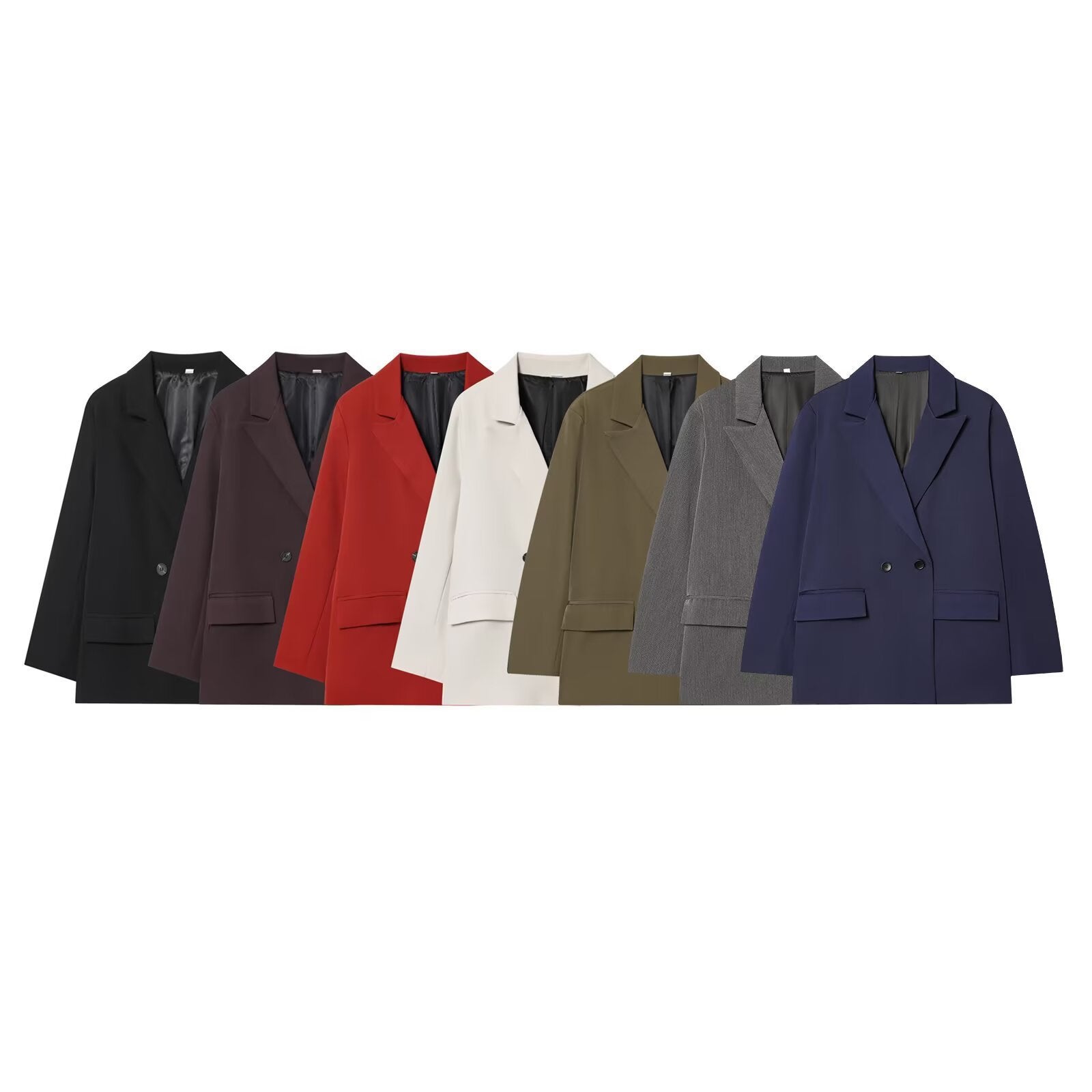 Women's Oversized Double-Breasted Blazer with Flap Pockets Chichicherry