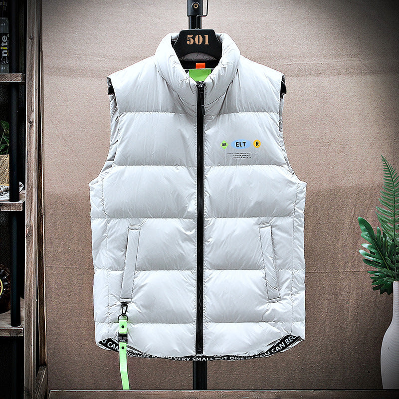 Men's padded quilted vest with high stand-up collar and drawstring hem Chichicherry