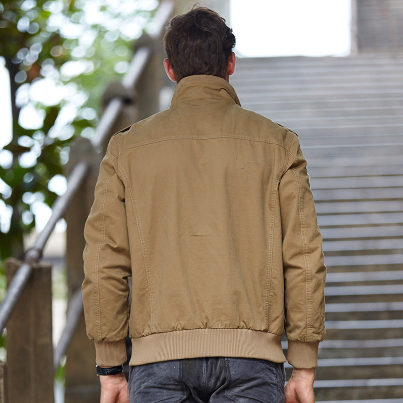 Men's lightweight canvas field blouson in pilot style with shoulder patches and multifunction pockets Chichicherry