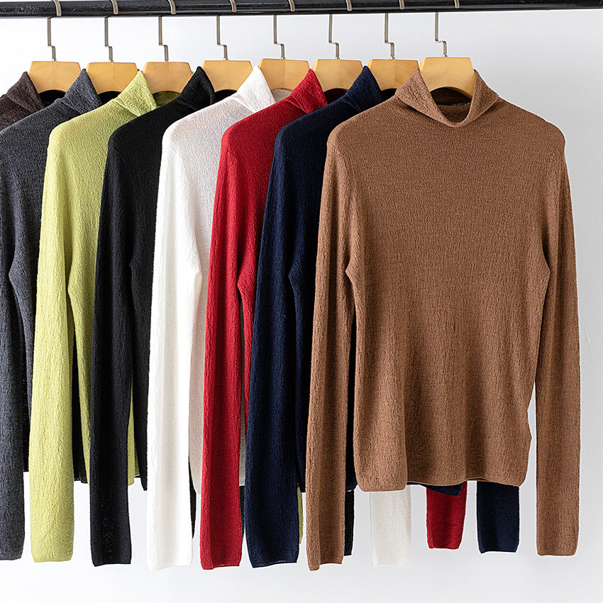 Women's textured knit turtleneck sweater with a light crinkle effect Chichicherry