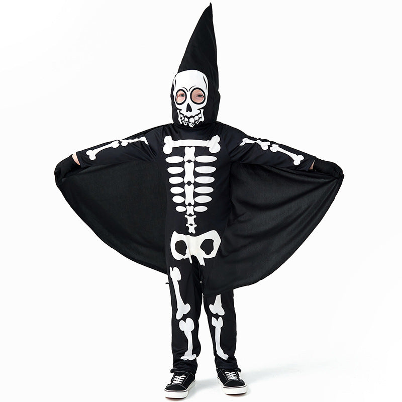 Women's skeleton costume with cloak and gloves Chichicherry