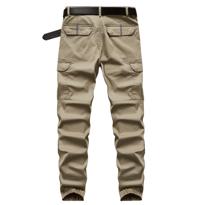 Men's Cargo Jogger Pants with Elastic Waistband, Knee Insert and Multiple Pockets Chichicherry