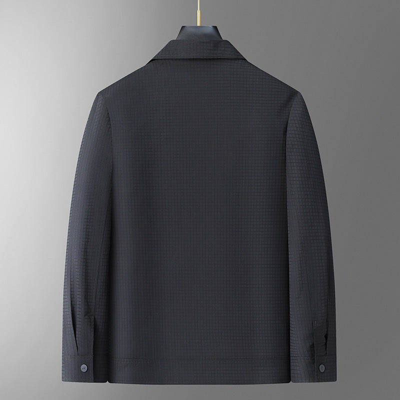 Men's lightweight technical coach jacket with ripstop structure, snap buttons, and patch pockets Chichicherry