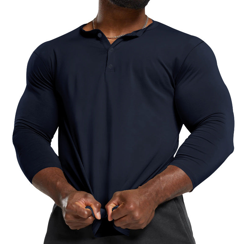 Men's Long Sleeve Henley made of lightweight cotton blend Chichicherry