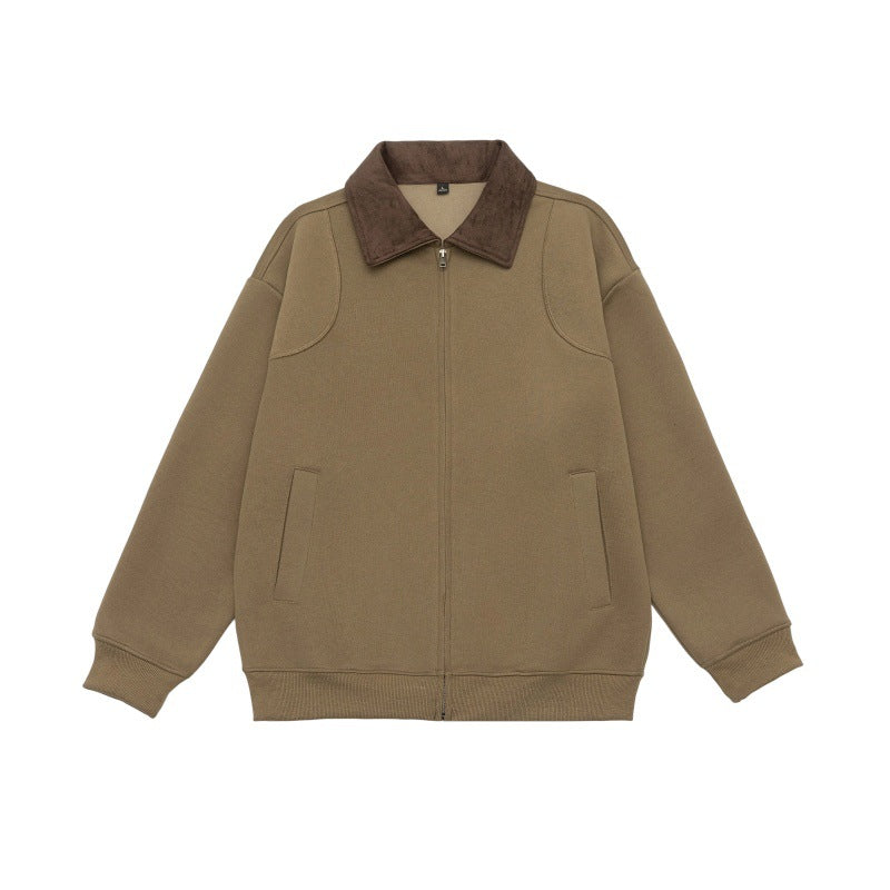 Unisex Oversized Zip Jacket with Cord Collar and Integrated Pockets Chichicherry