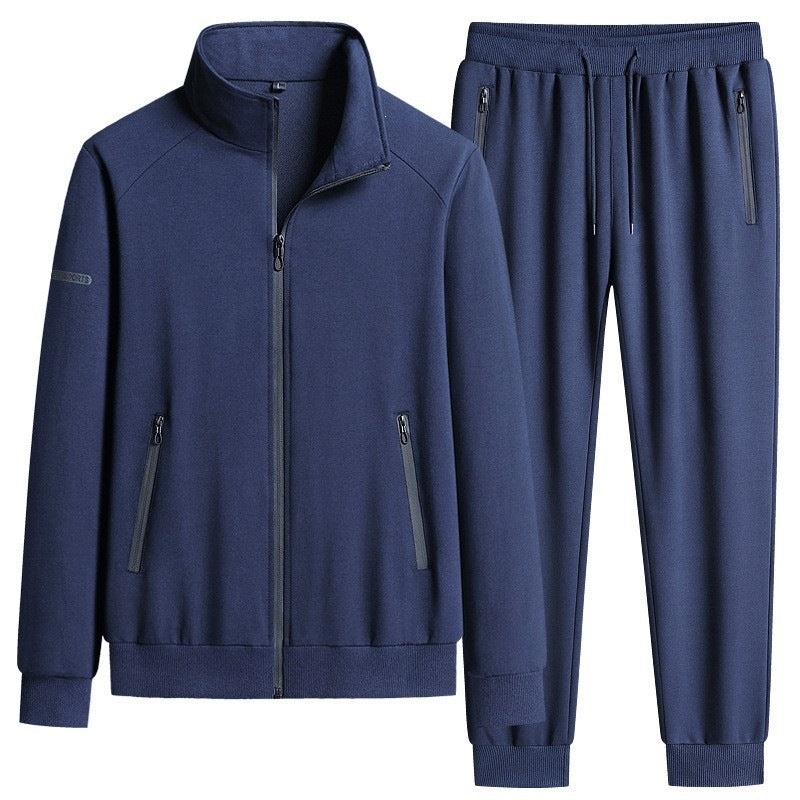Men's Sporty Softshell Training Suit Set with Fleece-Lined Jacket and Tapered Jogging Pants Chichicherry