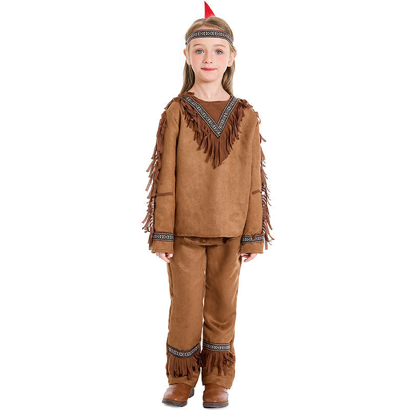 Girl Native American Costume with Fringe and Detail-Loving Top Chichicherry
