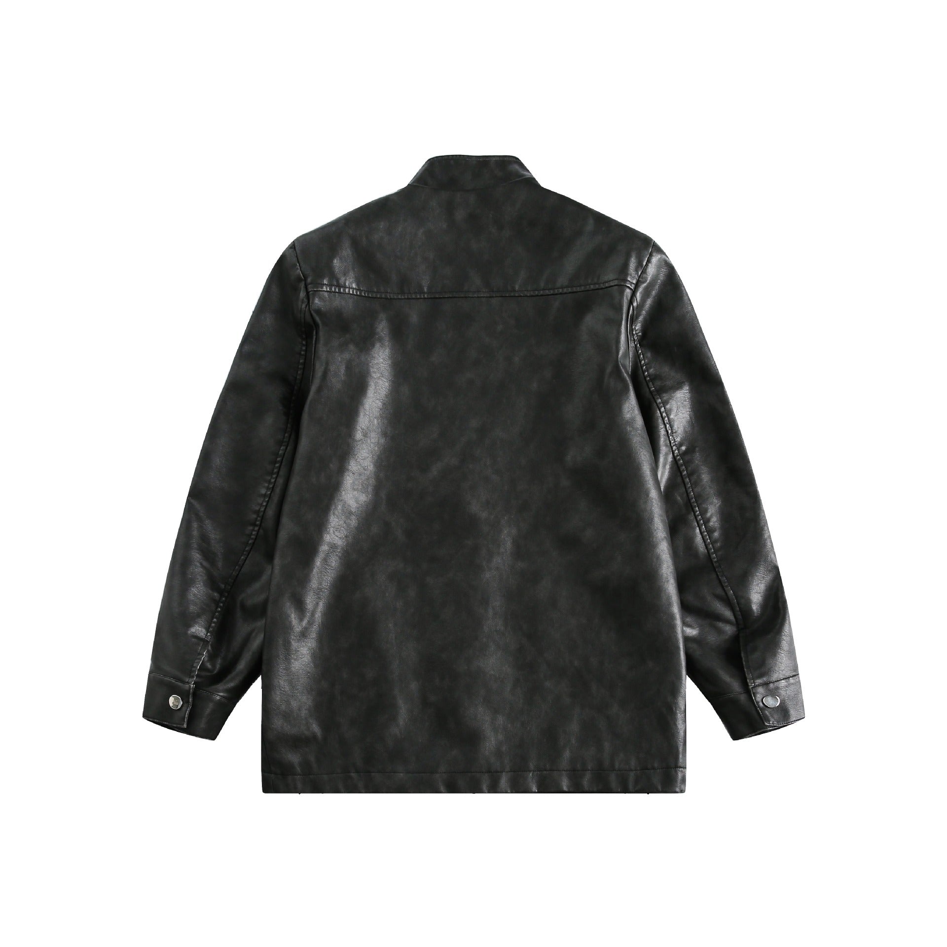 Men's Short Leather Look Coat in Vintage Style with Chinese Knot Closures Chichicherry