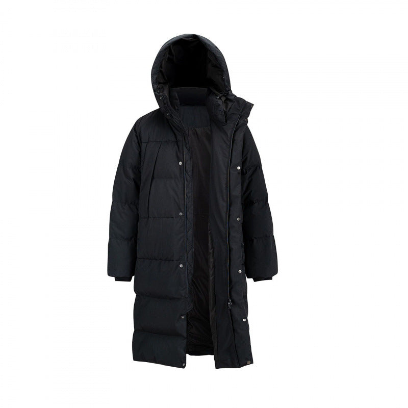 Women Longer quilted down coat with high hood and concealed zipper placket Chichicherry