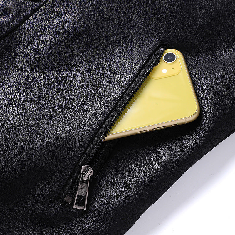 Men's Padded Aviator Jacket Made of Faux Leather with Teddy Lining and Double-Breasted Front Chichicherry