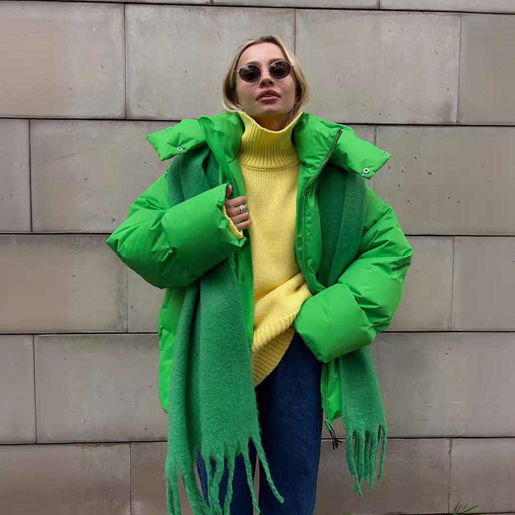 Damen Oversize Steppjacke mit Kapuze und wattierter Thermofüllung Chichicherry