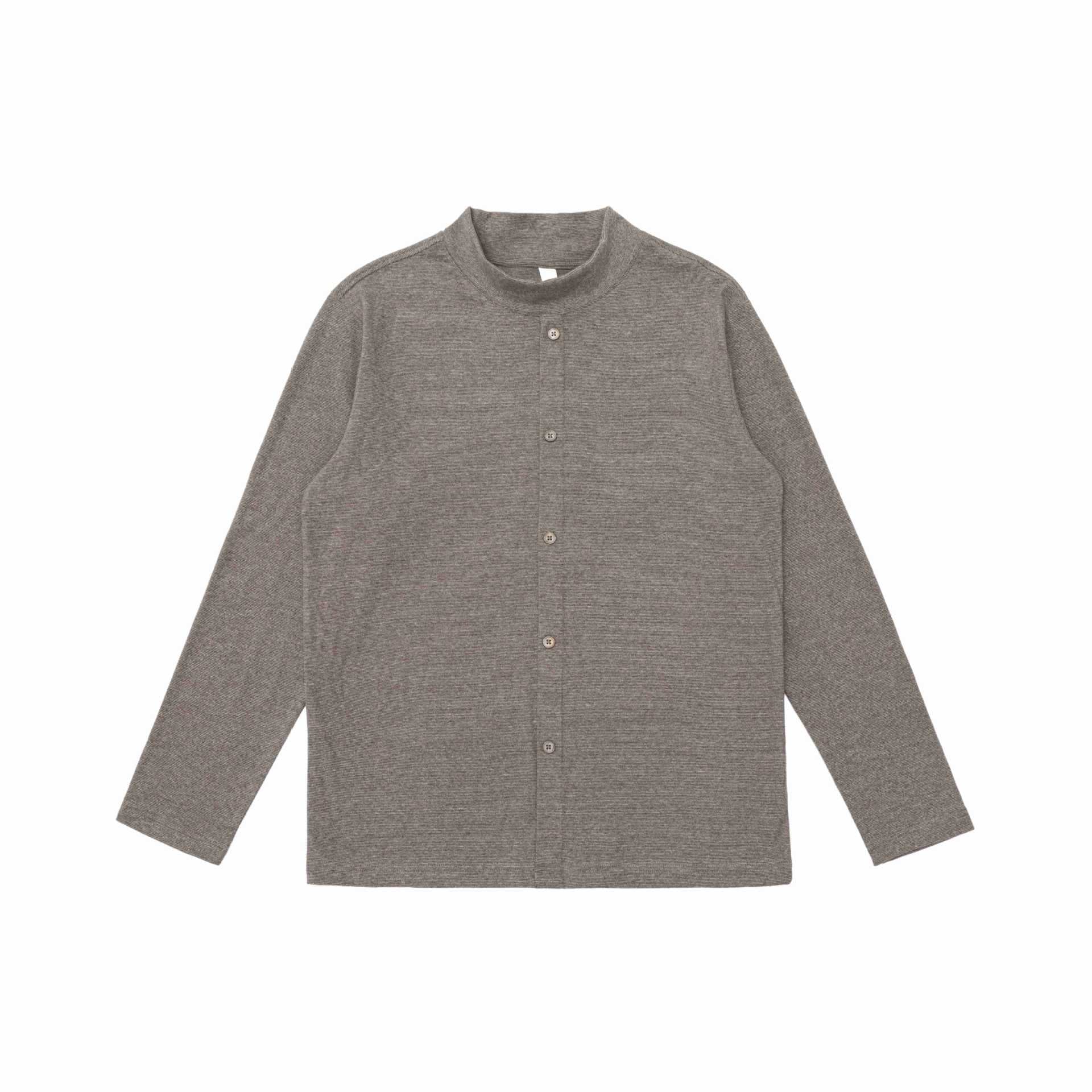 Unisex Fine-structured Button Cardigan with Stand-up Collar Chichicherry
