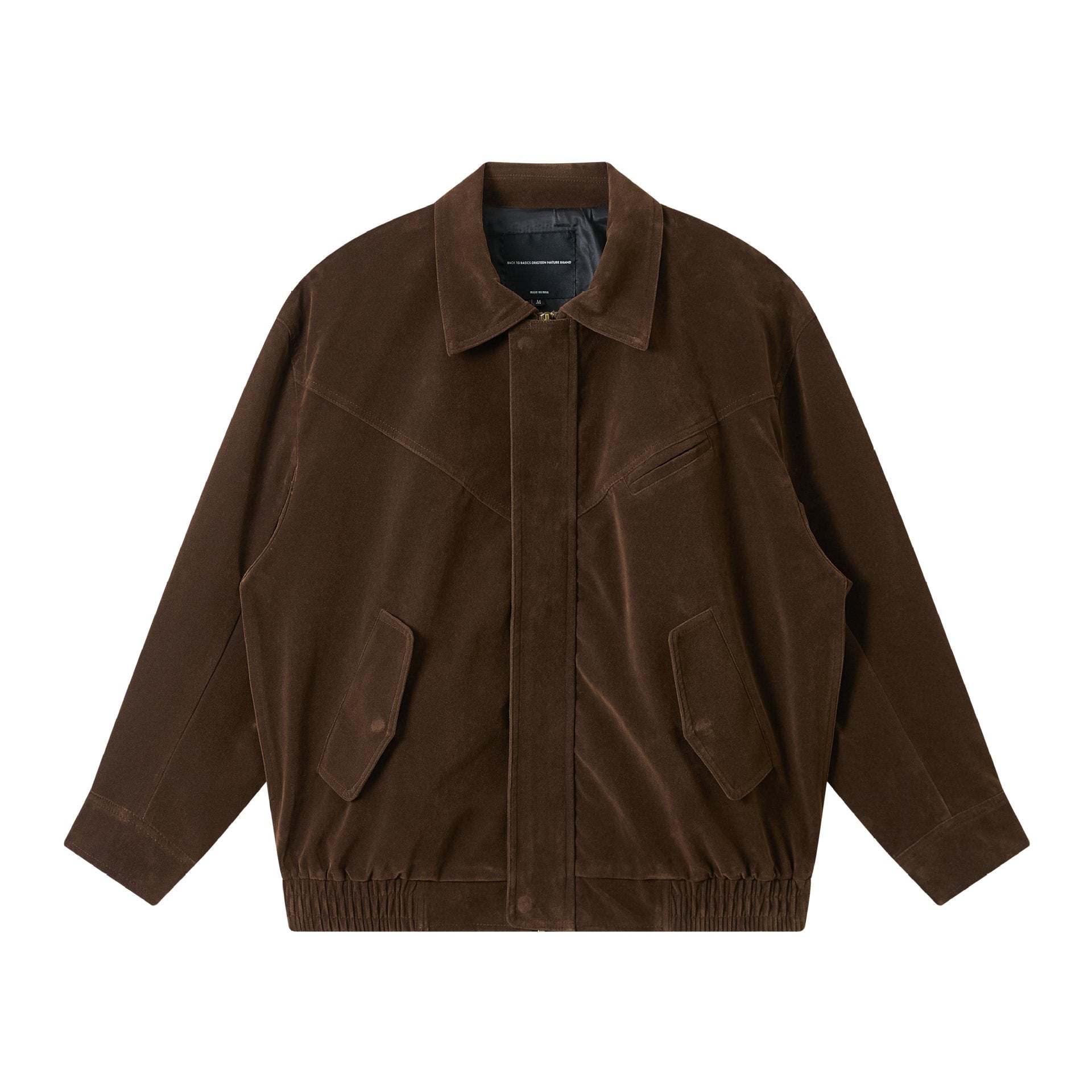 Men's short cut suede look blouson with elastic hem and flap pockets Chichicherry