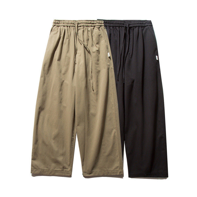 Unisex Wide Culotte Pants with Elastic Waistband and Drawstring Chichicherry