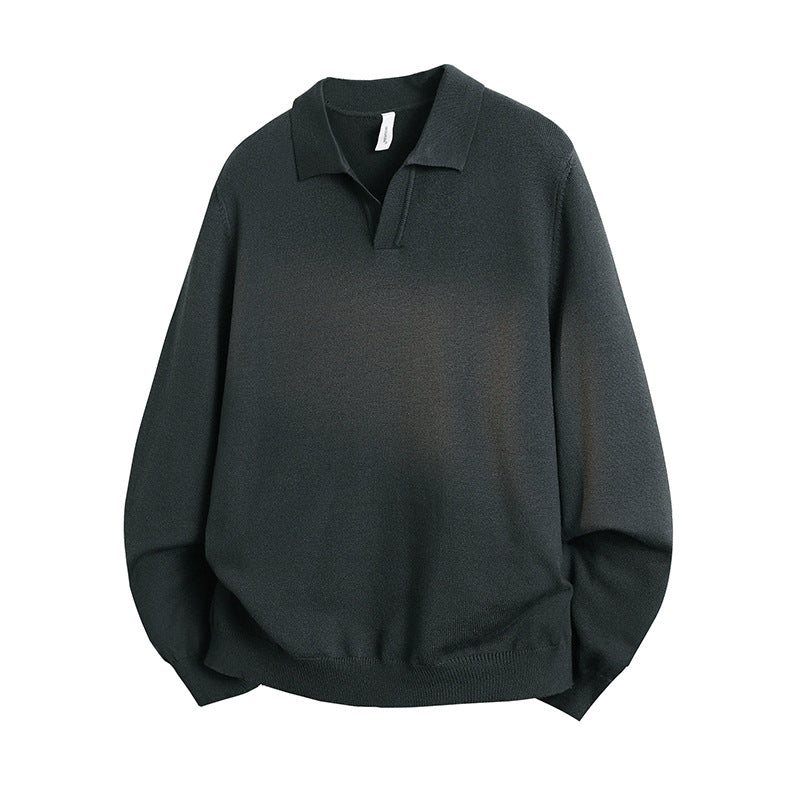 Unisex Oversized Polokragen-Feinstrickpullover mit weitem Schnitt Chichicherry