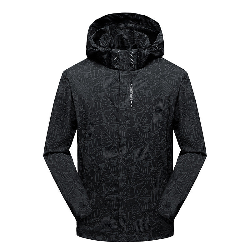 Men's lightweight hooded windbreaker with floral all-over print, water-repellent shell and elastic cuffs Chichicherry