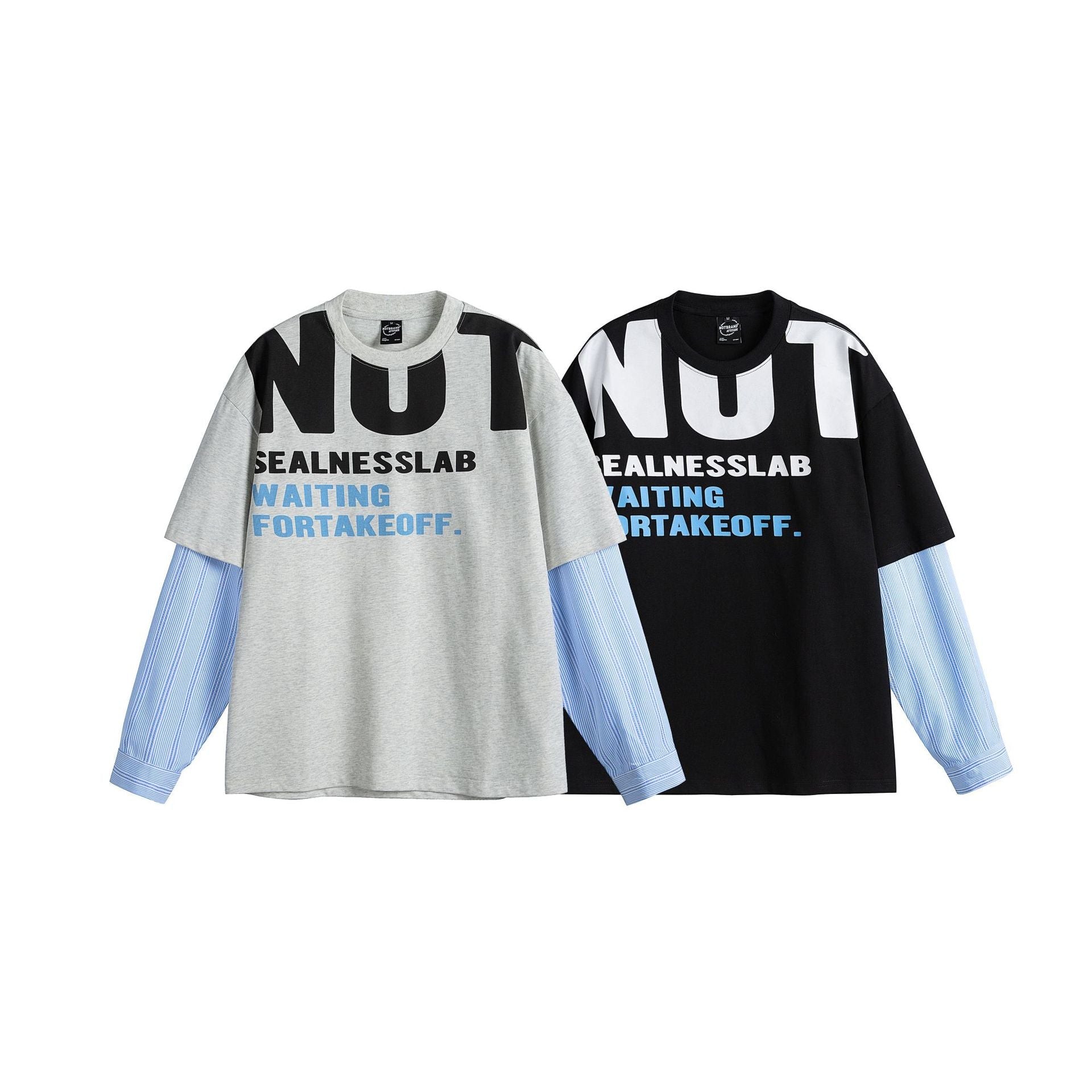 Women's layered look T-shirt with integrated shirt sleeves and oversized print Chichicherry