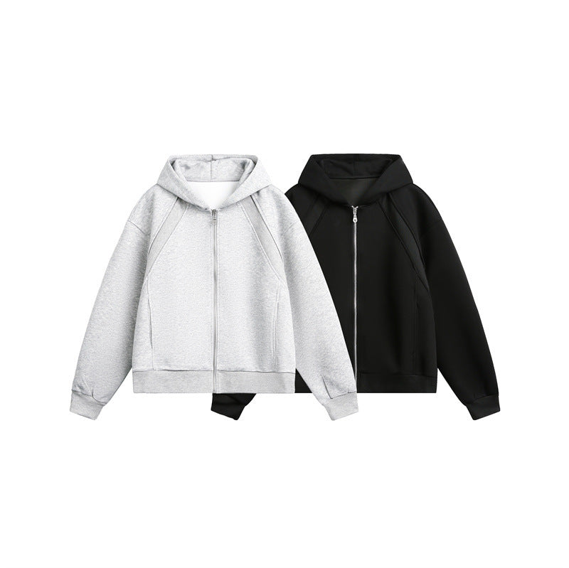 Unisex Light Oversize Hooded Sweat Jacket with Full Zip, Raglan Sleeves and Side Pockets Chichicherry