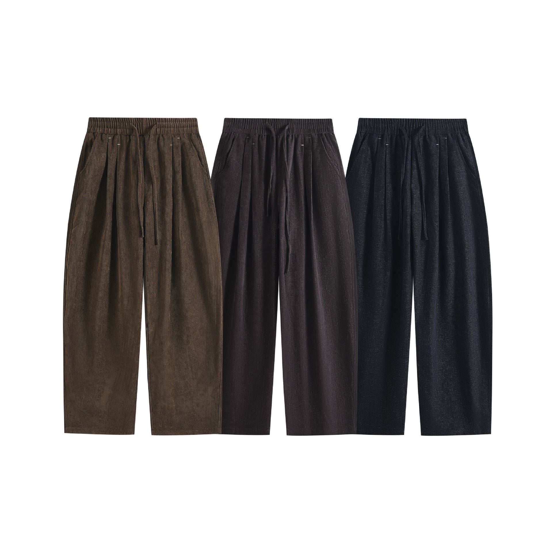 Women Wide Palazzo Pants with Elastic Waistband, Drawstring and Side Pockets Chichicherry