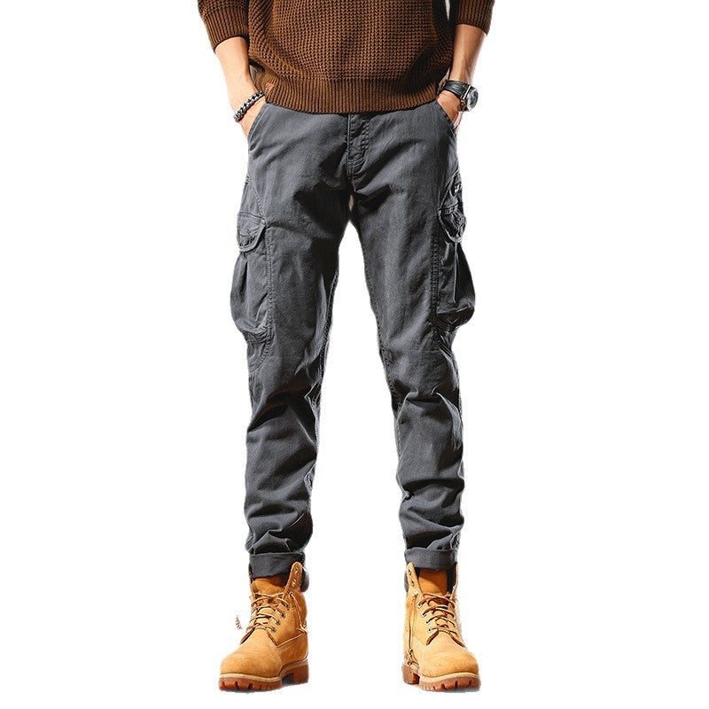Men's Slim-Fit Cargo Pants made of Cotton Twill with Multi-Pockets Chichicherry
