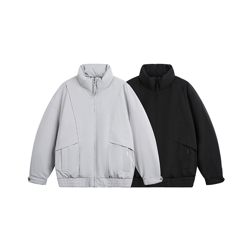 Men's Lightweight Windproof Urban-Utility Bomber Jacket with Stand Collar and Elastic Hem Chichicherry