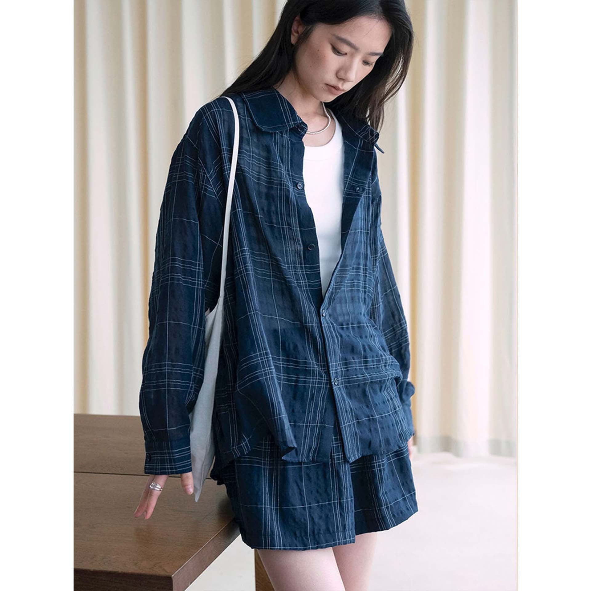 Women Oversized Structured Shirt with Matching Shorts Set Chichicherry