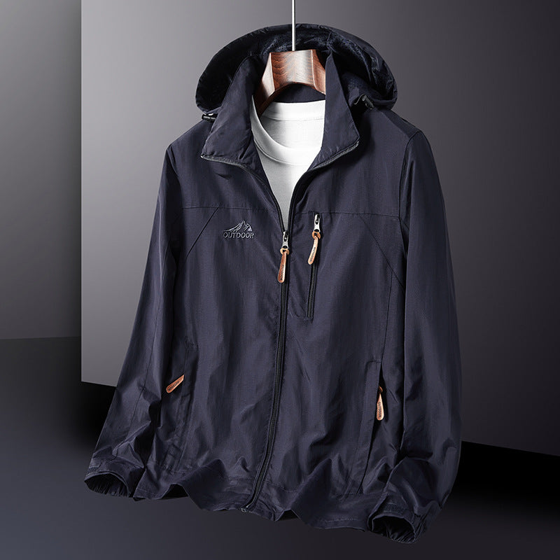 Men's lightweight windproof hooded jacket with zippered pockets and breathable membrane Chichicherry